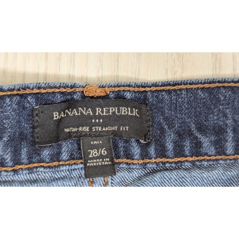 Banana Republic Rigid High Rise Waist Straight Jeans 28/6 Tall Dark Wash Denim - Picture 9 of 9